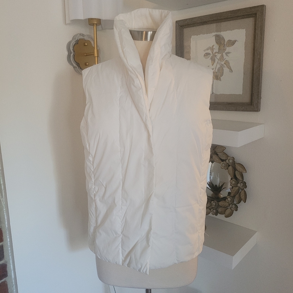 Coldwater Creek Women's White Down Filled Puffer Vest Large